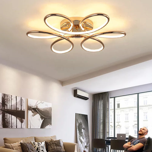 Lustre plafond LEDs aluminium doré décoration