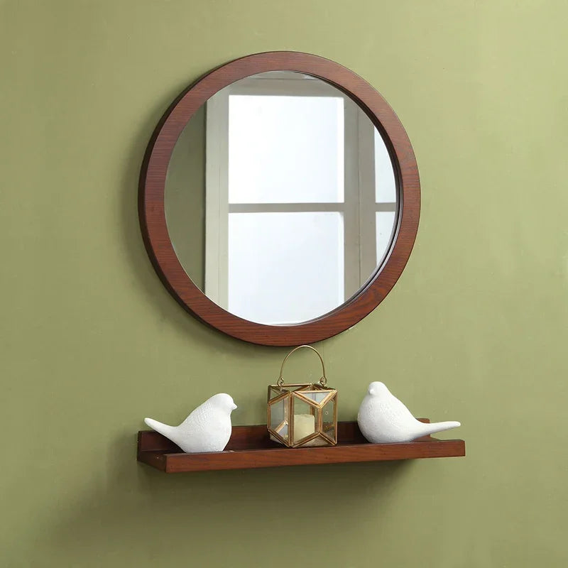 miroir vintage mural en bois de frêne pour salle de bain - vue 5 sur 7