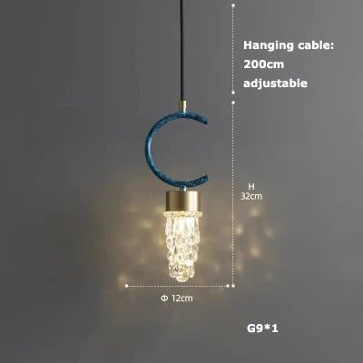 suspension en verre cristal art déco avec éclairage led - vue 23 sur 25