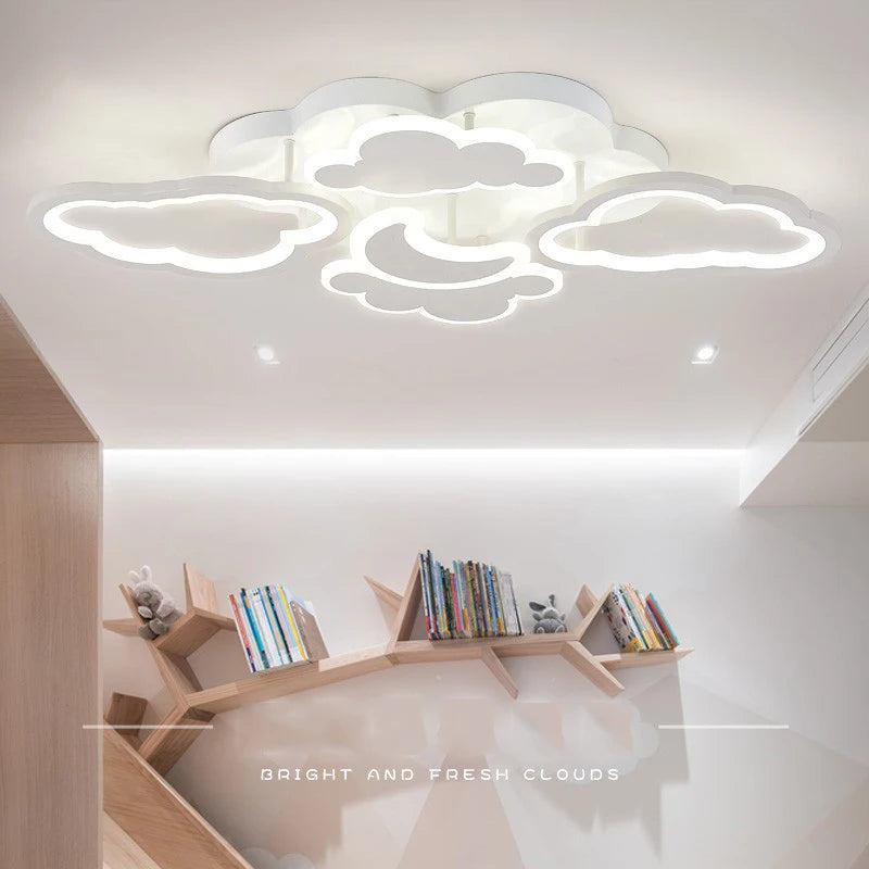 lustre led moderne en forme de lune étoile nuage pour enfants - vue 2 sur 25