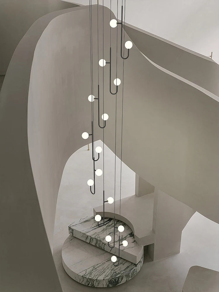 Suspension LED escalier colimaçon plafond lustre moderne luxe