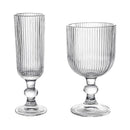 Verres à vin rayés tige courte large ouverture