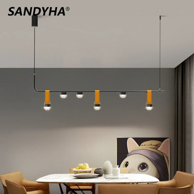 SANDYHA nordique minimaliste bande lustre Colgante Techo Led salon salle à manger décor à la maison Lustres De Plafond suspension