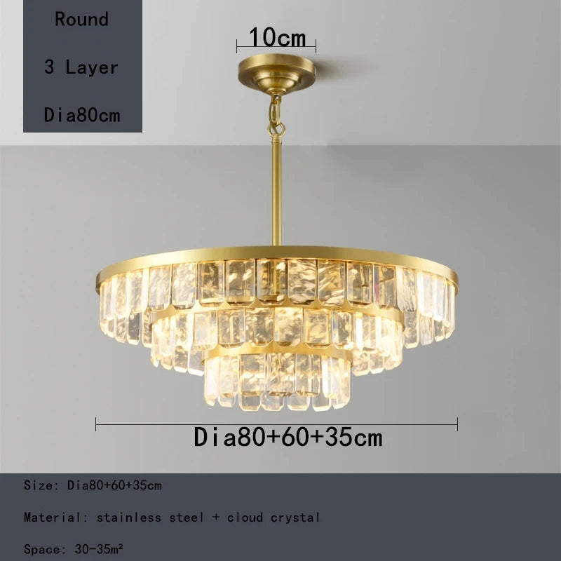lustre en cristal multicouche nuage et brume pour hôtel avec corps en acier - vue 14 sur 15