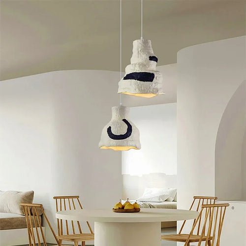 Nordic Wabi Sabi E27 Restaurant Pendant Chandeliers Lustre Living Room Lighting Designer Modern Cafe Bar LED Decor Hanging Lamps - vue 3 sur 11