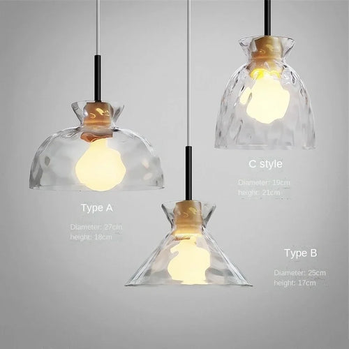 lustre moderne en bois et verre pour décoration nordique - vue 3 sur 9
