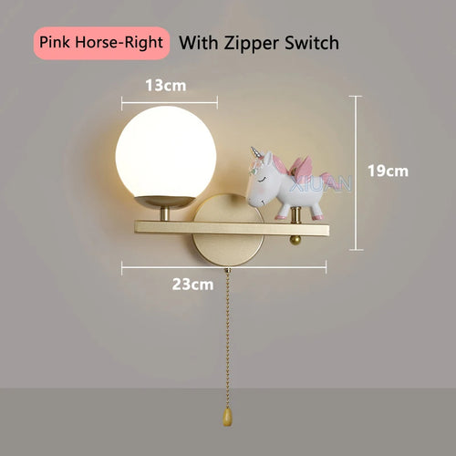 applique murale licorne rose pour chambre d'enfant - vue 19 sur 23