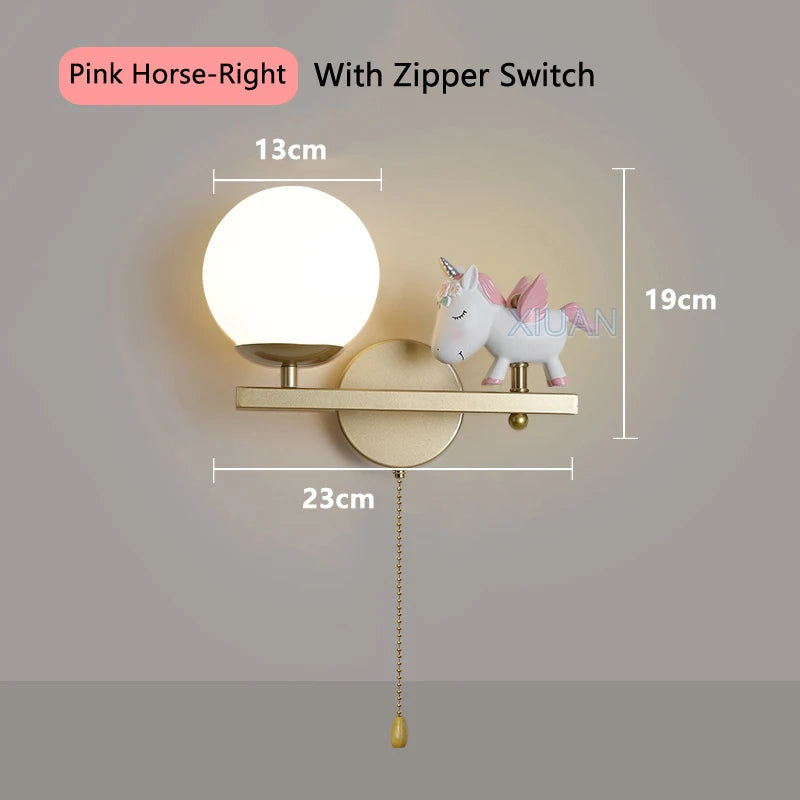 applique murale licorne rose pour chambre d'enfant - vue 18 sur 23