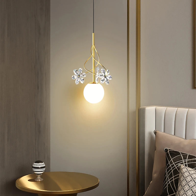 Suspension led en cristal design nordique décorative