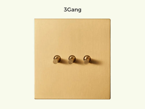 Interrupteur triple 3 voies en acier brossé doré