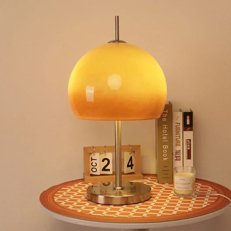 Lampe de Table rétro Vintage en verre champignon Orange