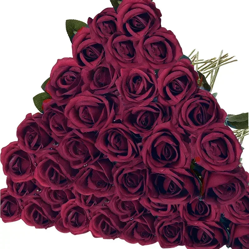 lot de 50 roses artificielles en soie pour décoration et événements festifs - vue 10 sur 24