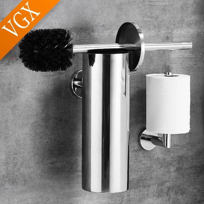 support mural porte-brosse de toilette en acier inoxydable brossé