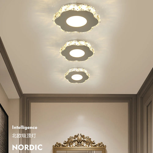 lustre cristal led moderne maison couloir balcon