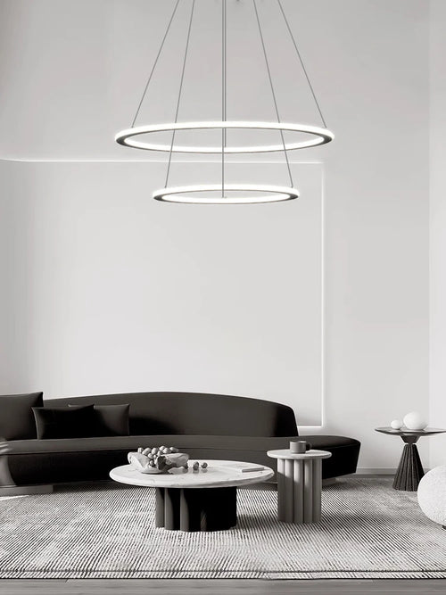 lustre à anneaux circulaires minimaliste à intensité variable - vue 3 sur 10