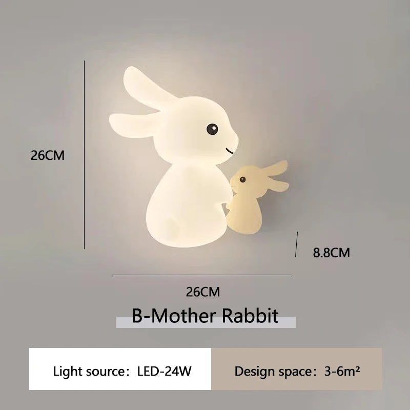Applique murale de lapin mignon LED lampe de chambre d'enfant moderne Simple chaud chambre de bébé pépinière petite fille garçon chambre chevet appliques murales - vue 8 sur 12