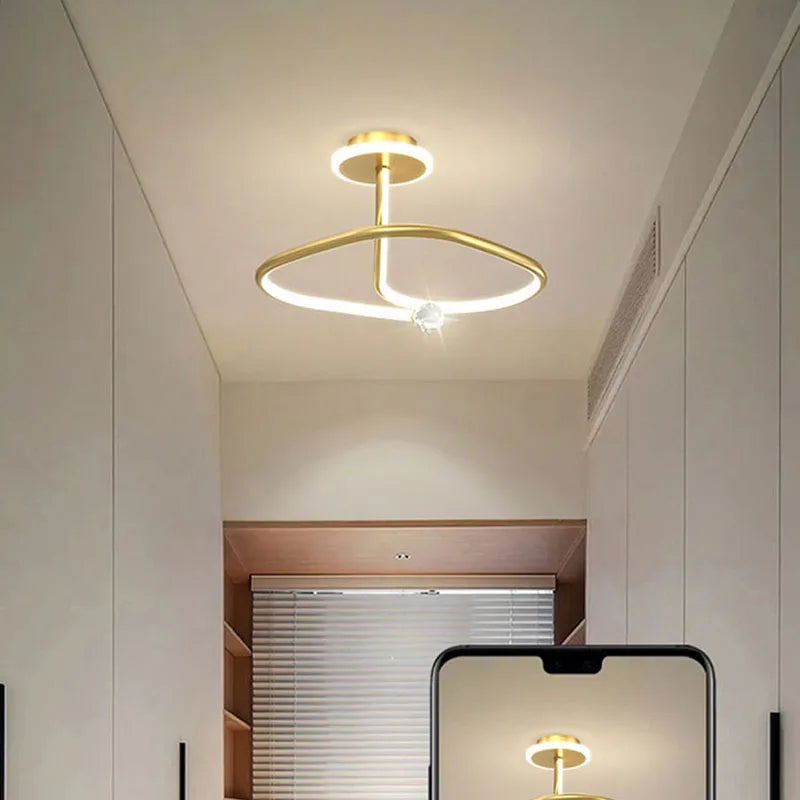 Plafonnier rond avec boule en cristal à LED - vue 6 sur 18