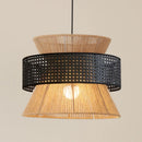Suspension Sabi Wabi style chinois en rotin cannage