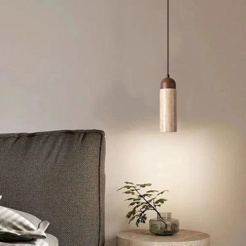 suspension en bois et pierre naturelle pour intérieur décoratif