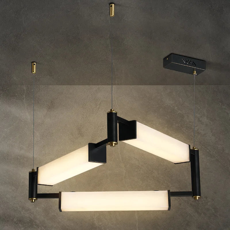 plafonnier led suspendu marbre blanc design moderne décoratif idéal villas - vue 4 sur 16