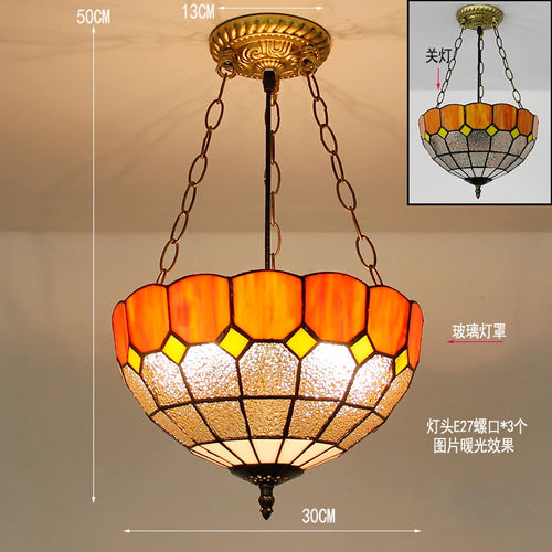 suspension en verre teinté style tiffany pour décoration intérieure - vue 9 sur 26