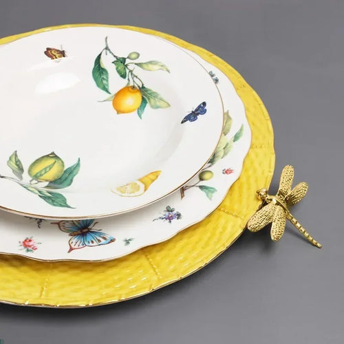 Assiette céramique style européen motif citron élégante