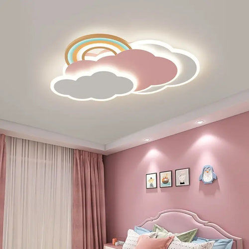 plafonnier nuage arc-en-ciel romantique pour princesse avec télécommande en option - vue 4 sur 8