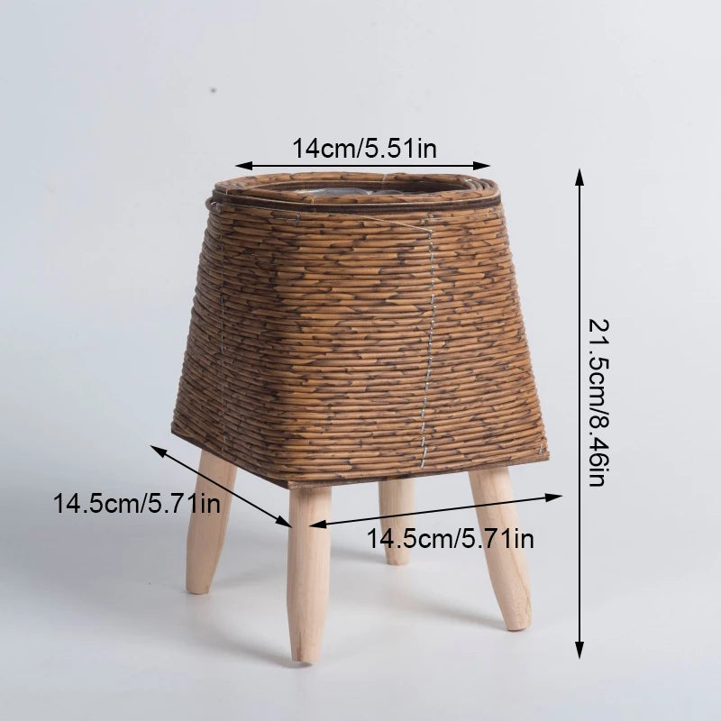 étagère à fleurs nordique en imitation rotin avec pieds amovibles