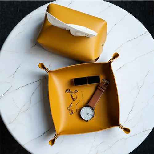 boîte de rangement en cuir pour bureau et accessoires - vue 7 sur 20