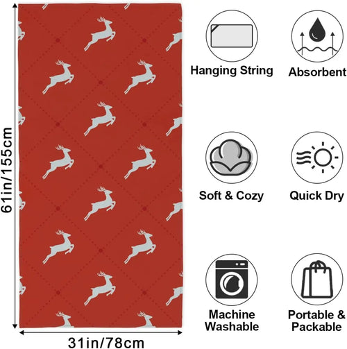 serviette de plage microfibre motif cerf sechage rapide - vue 4 sur 6