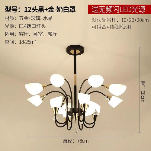 lustre en cristal moderne en cuivre pour éclairage intérieur - vue 11 sur 14