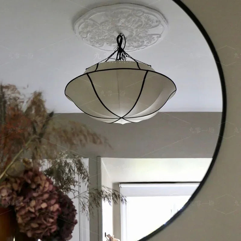 lustre rétro nordique en tissu pour décoration intérieure - vue 4 sur 9