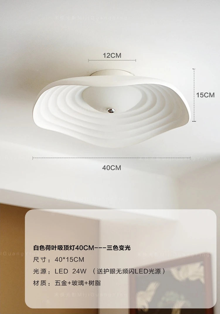 plafonnier led rétro en résine feuille de lotus décoration moderne - vue 8 sur 8