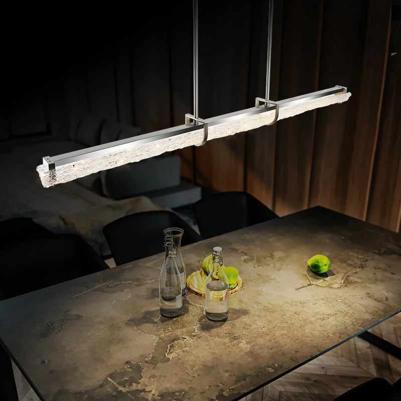 suspension moderne en acier inoxydable avec barre en cristal minimaliste - vue 4 sur 9