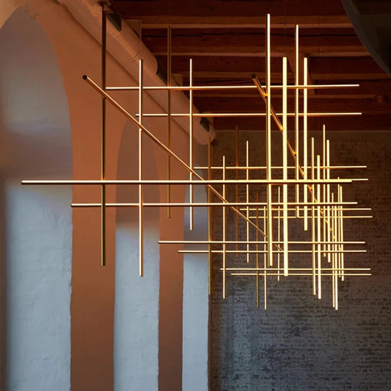 Plafonnier LED linéaire moderne italie lampe suspendue suspendue pour la décoration de l'hôtel lustre de salle à manger - vue 4 sur 15