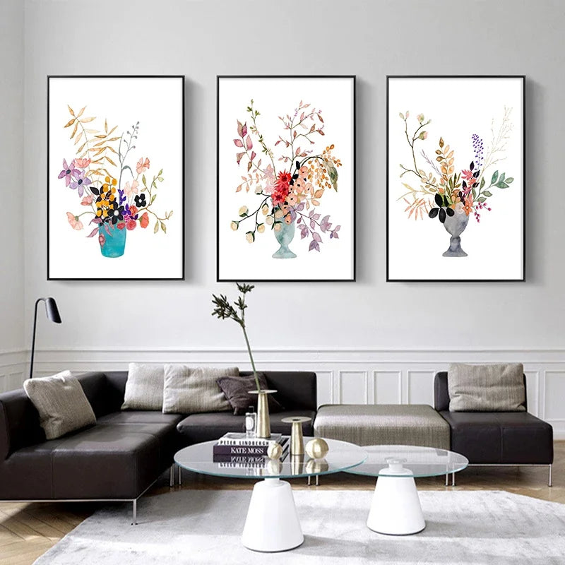vase aquarelle art mural impressions nordiques décor intérieur - vue 4 sur 7
