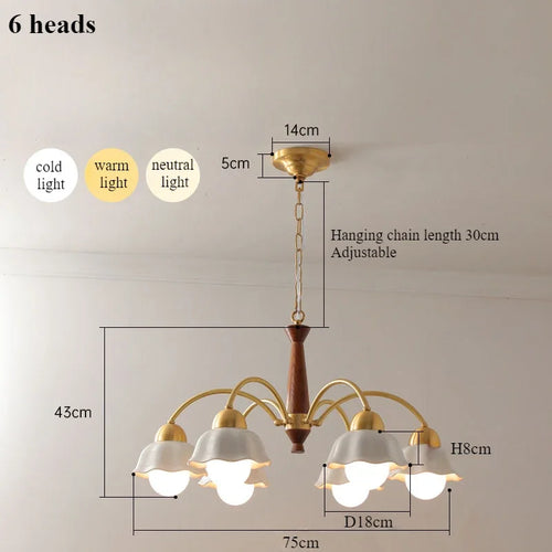 lustre moderne en céramique à fleurs pour intérieur contemporain - vue 8 sur 12