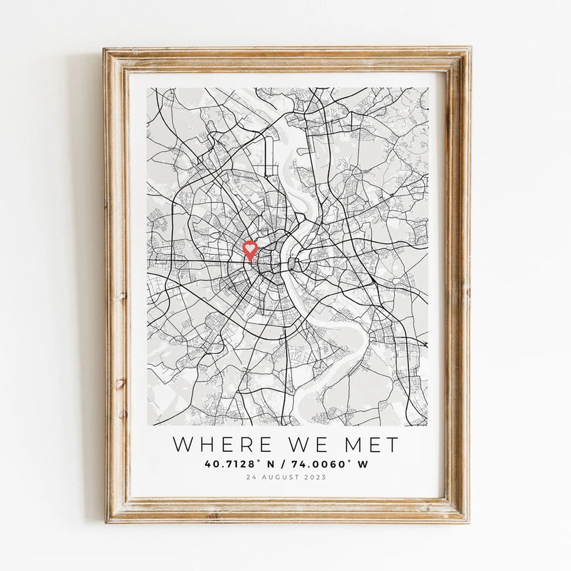 carte de ville personnalisée pour un cadeau romantique