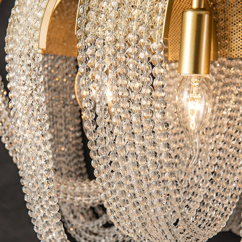 lustre en cristal de luxe pampilles modèle 	 pour hôtel - vue 6 sur 10