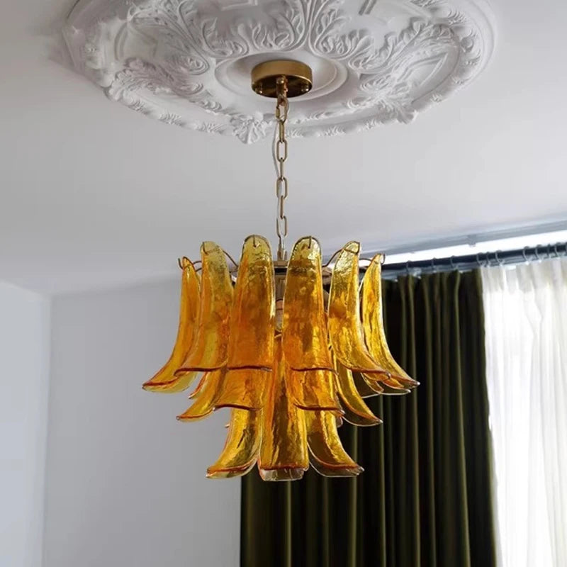AiPaiTe lustre en verre LED scandinave pour salon salle à manger chambre lustre en verre ambre vintage américain