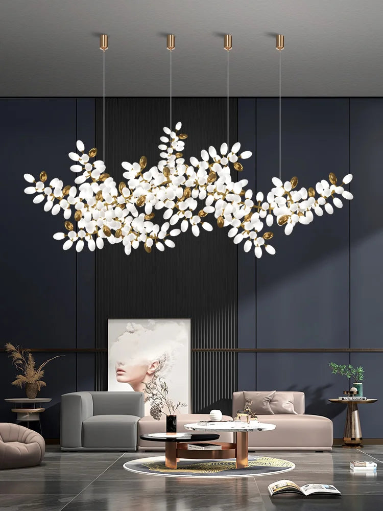 Lustre en verre blanc de luxe postmoderne - vue 3 sur 10