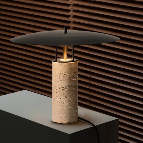 lampe à poser design en pierre de fer noir à LED - vue 2 sur 6