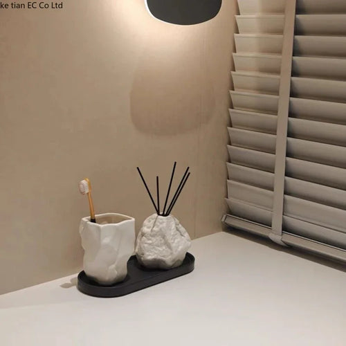 tasse de bain de bouche en forme de roche pour accessoires de salle de bain - vue 2 sur 10