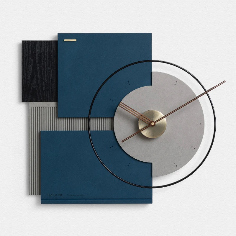 grande horloge murale silencieuse en noyer décoration moderne - vue 8 sur 10