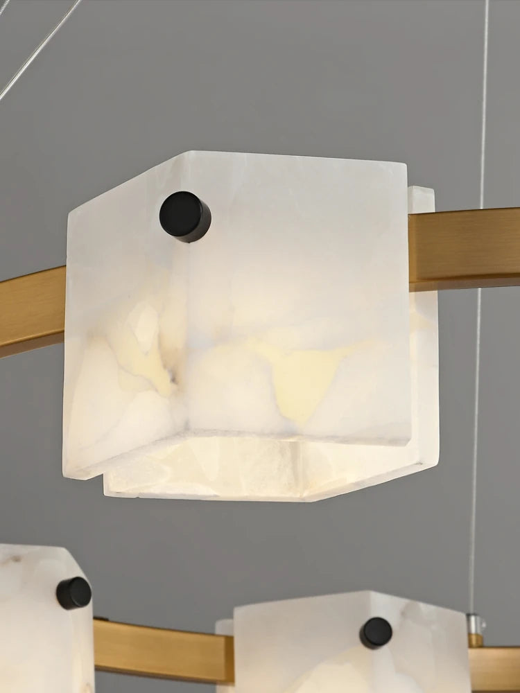 suspension minimaliste en marbre naturel avec éclairage led