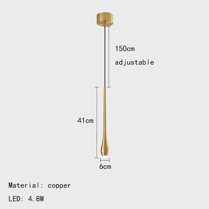 suspension moderne à led avec intensité variable en laiton et cuivre - vue 8 sur 8