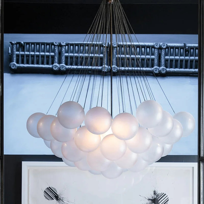 Boules de verre blanches modernes suspension lumières pour salle à manger salon chambre cafés Hall décor à la maison lustres intérieur Lustre Luminaire