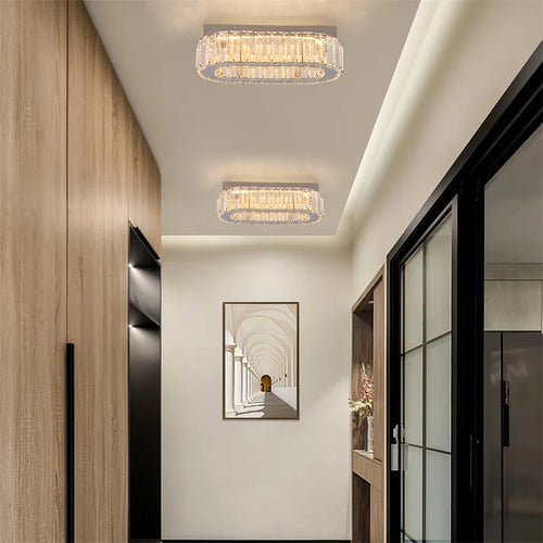 plafonnier ovale en cristal led pour décoration de cuisine - vue 2 sur 8