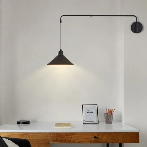 applique murale industrielle télescopique design minimaliste en métal noir