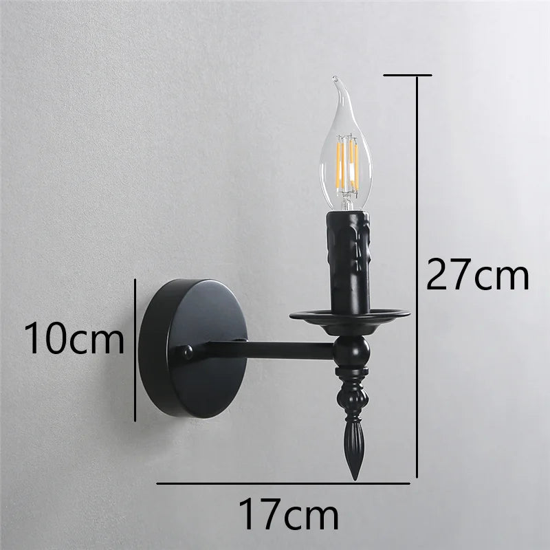 applique murale vintage en fer noir à led rétro